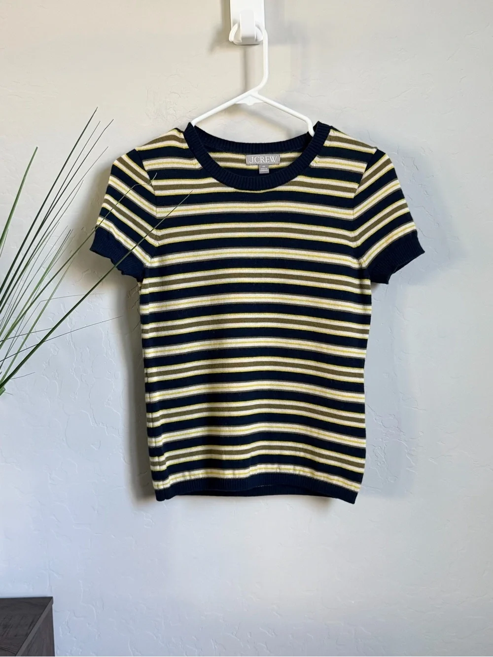 J.Crew 100% Merino Wool Striped Short Sleeve Sweater XS
